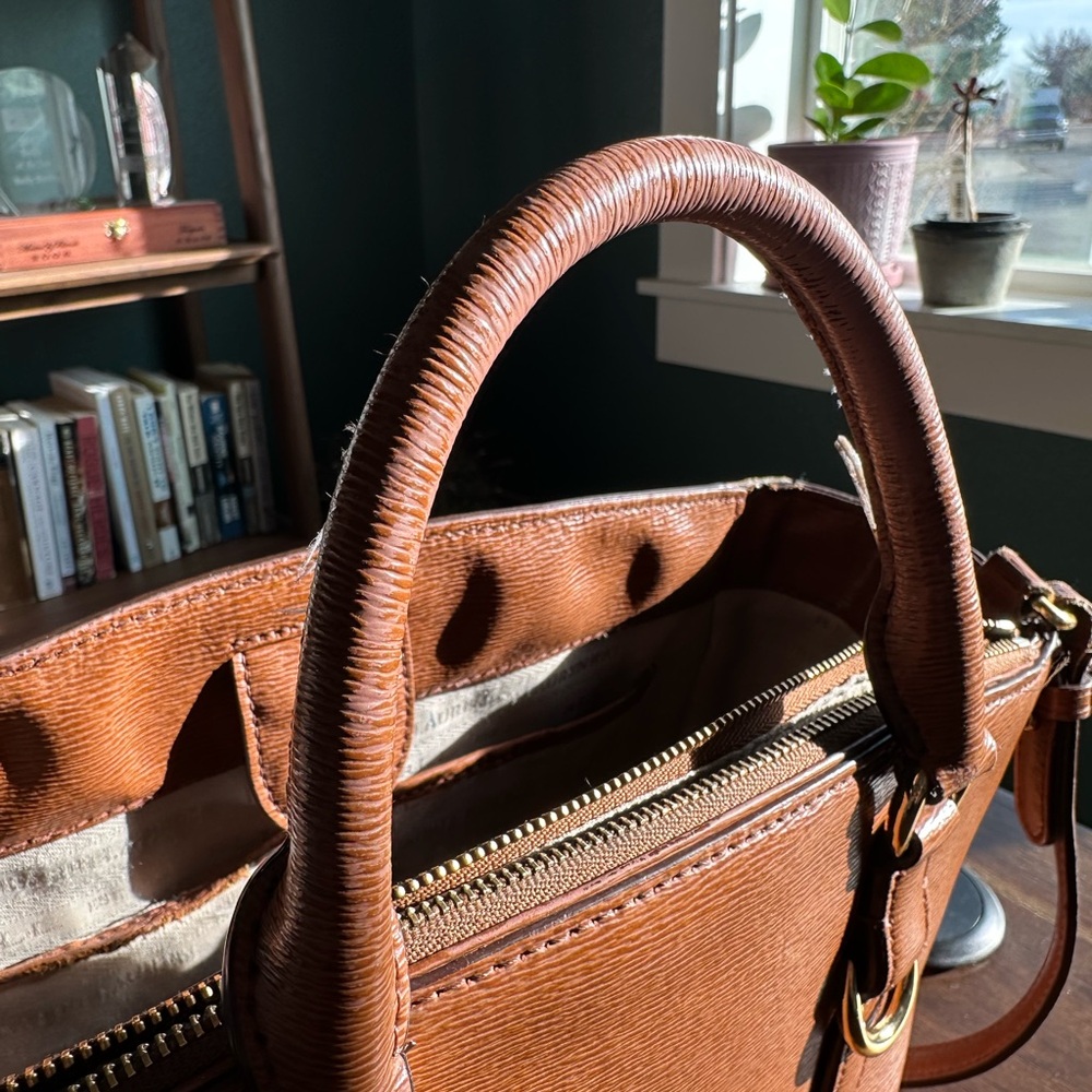 Lauren Ralph Lauren Tan Leather Satchel (significant flaws) - Picture 8 of 16